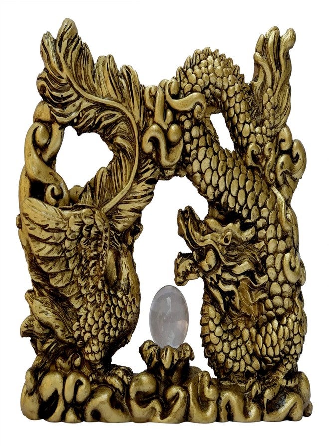 VASTU ART - Vastu Feng Shui Dragon and Phoenix with Crystal Ball for Harmony in Marriage, Love Life, Happiness & Bring Prosperity in Life Decoration Showpiece - Image 4